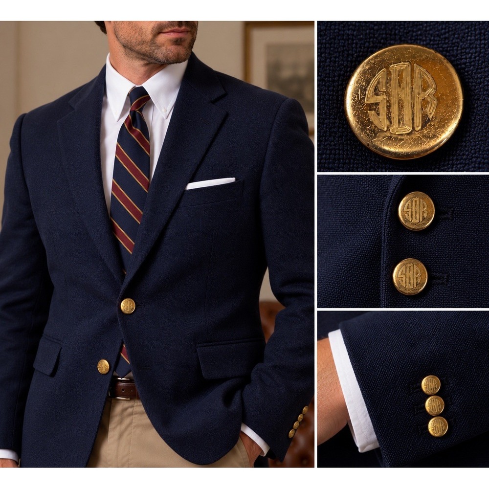 Vintage Waterbury Gold Tone Monogram SDR Blazer Buttons Lot 8 Shank 1/2" 3/4"